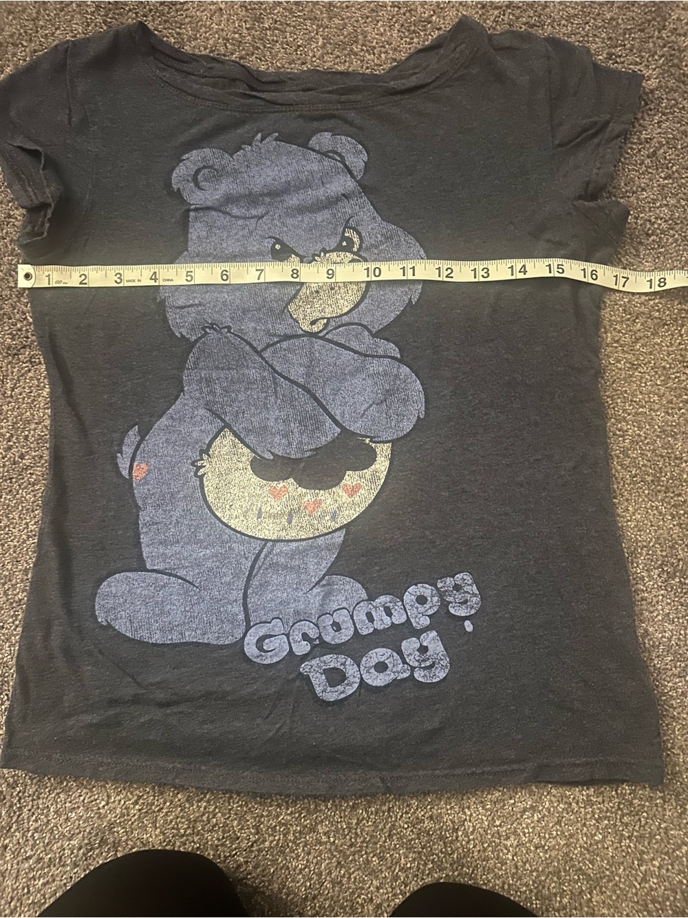 Care Bears Grumpy Bear Graphic Tee 2010 Y2K Retro Blue Gray Size M - Picture 4 of 5